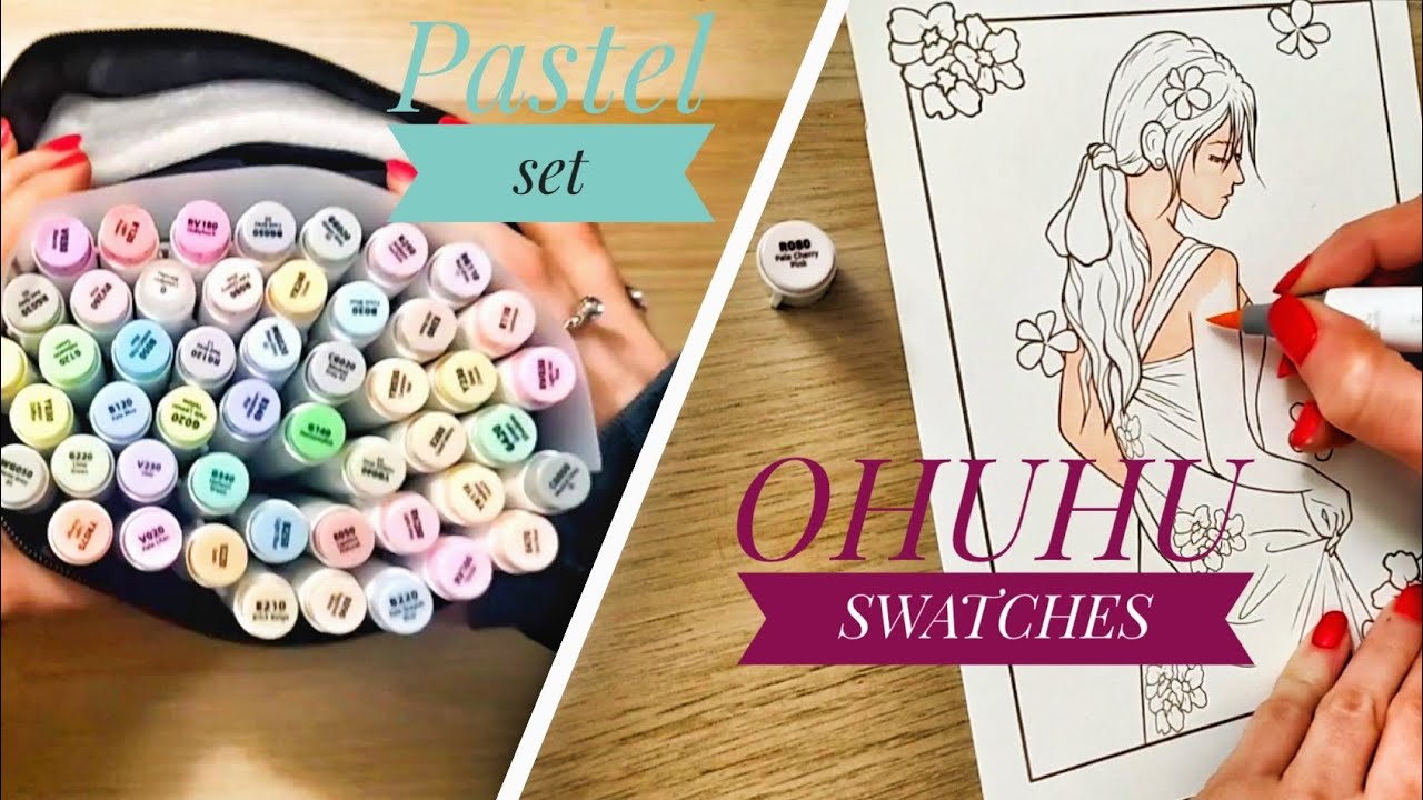 Ohuhu Pastel Markers 48 set SWATCHES | Alcohol Markers