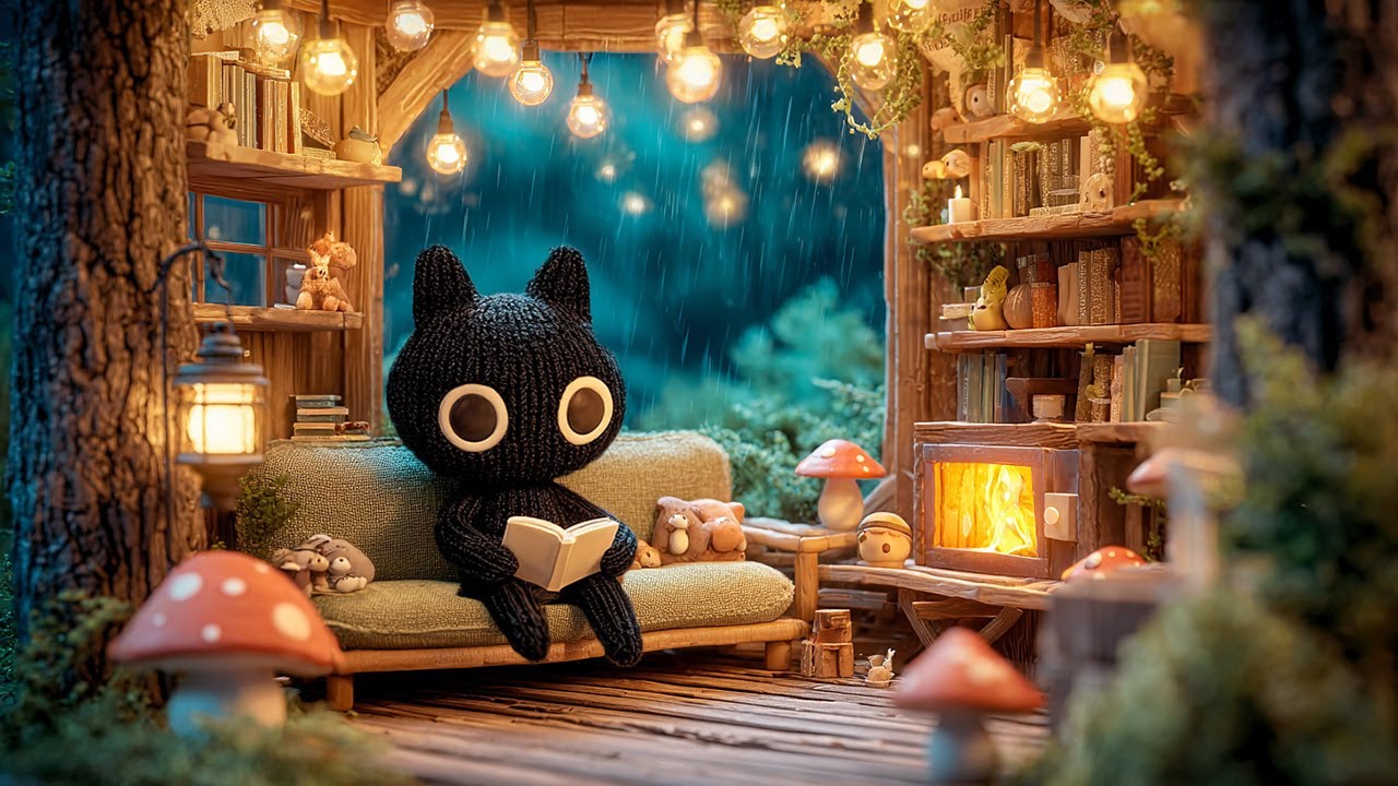 📖 Rainy Reading Nook at Night ☔ Cozy Jazz Lofi for Focus, Study & Relaxation
