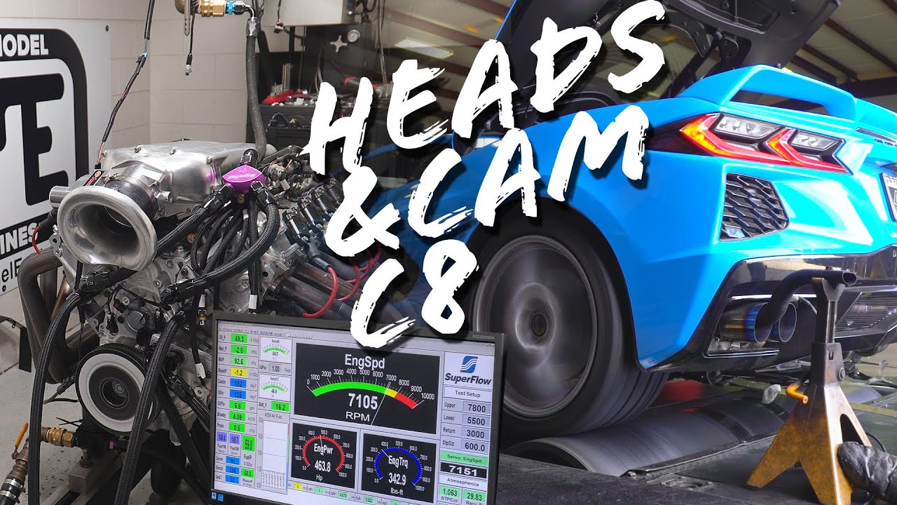 C8 Corvette HEADS & CAM (динамометр двигателя и динамометр шасси)