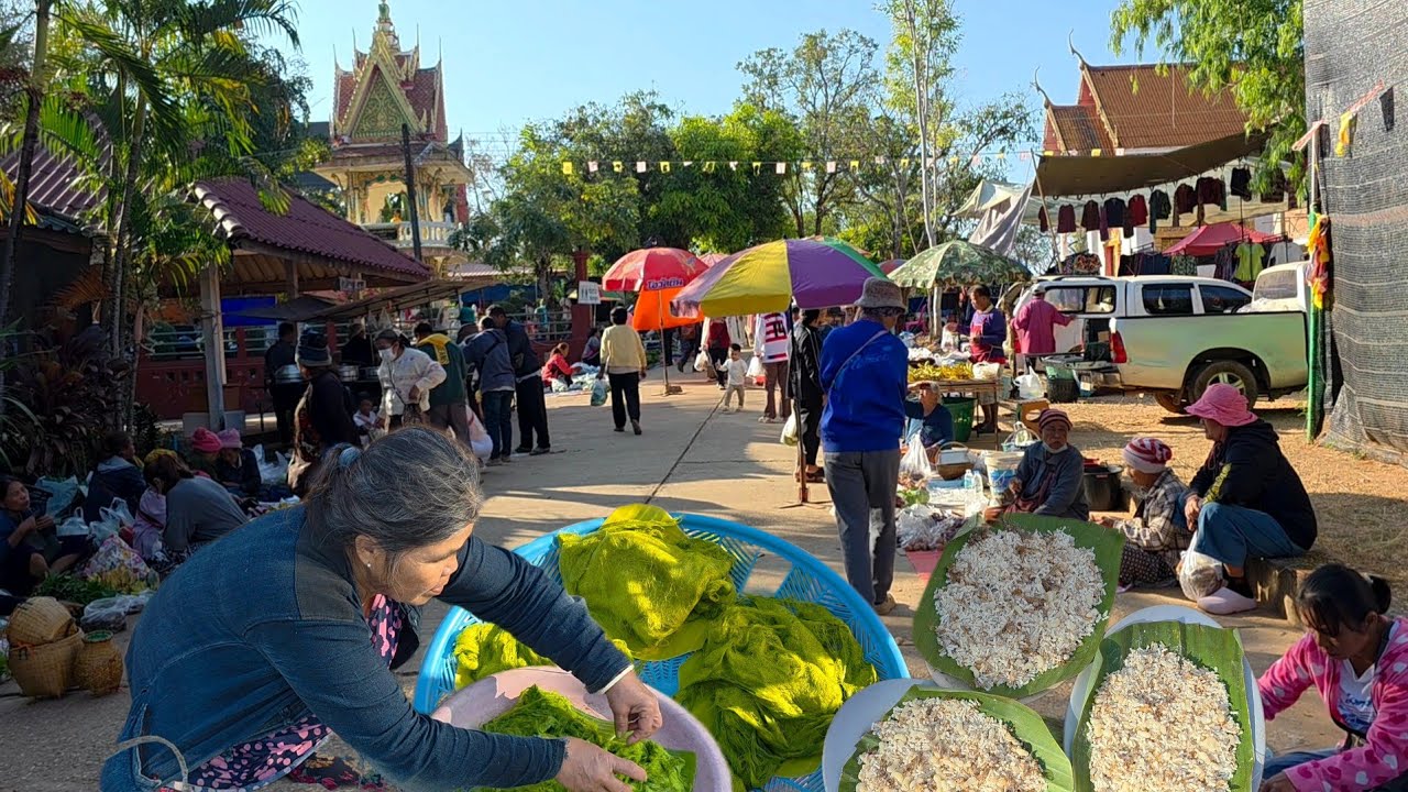 เทางามๆ ไข่มดแดง หอยขัว ตลาดเช้า อ.เขมราฐ จ.อุบลฯ