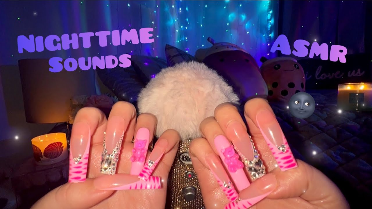Asmr Long Nail Tapping & Camera Tapping with Nighttime Sounds for Sleep🦉🌚 (no talking)