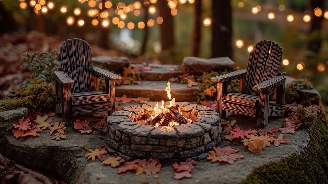 Autumn Campfire Ambience 🔥 Cozy Fall Night with Crackling Fire & Nature Sounds (5 Hours)