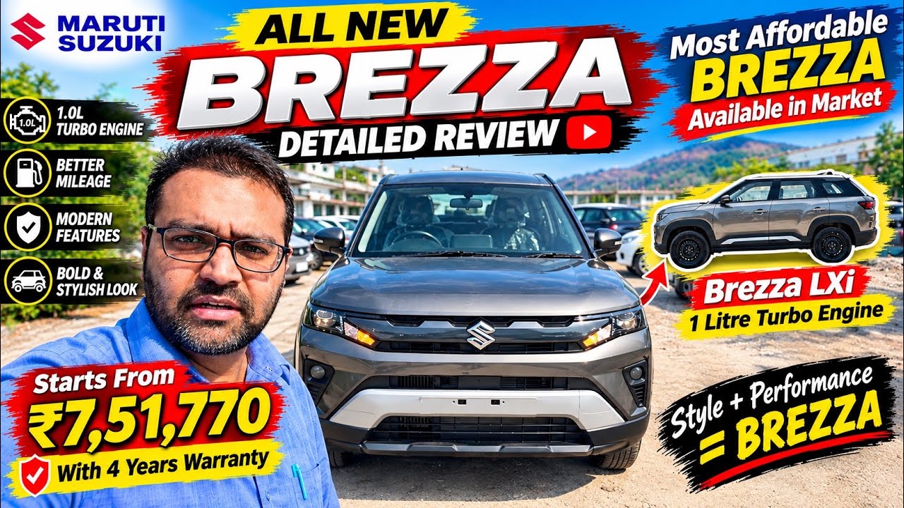 New Brezza Facelift 2026 Lxi Review Turbo Engine | Megma Grey | Maruti Suzuki Arena