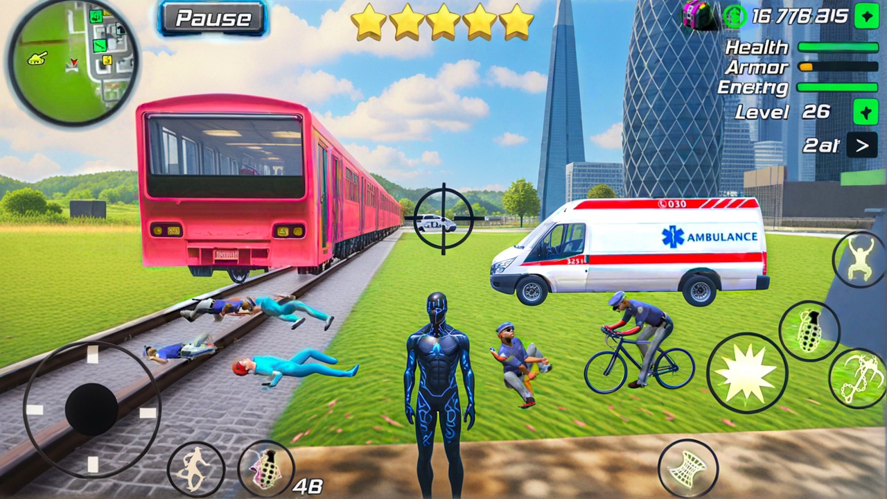 Black Hole Rope Hero Vice Vegas - Ambulance at Train Station #10 - Android Gameplay