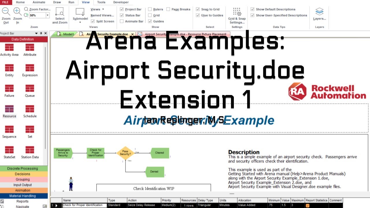 Arena Examples: Airport Security.doe - Extension 1