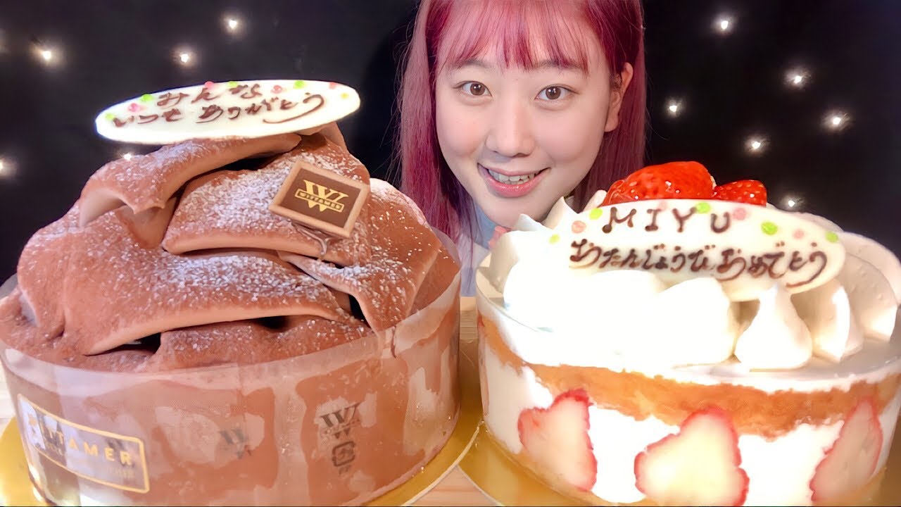 ASMR お誕生日ケーキ Birthday Cake 생일 케이크【咀嚼音/大食い/Mukbang/Eating Sounds】
