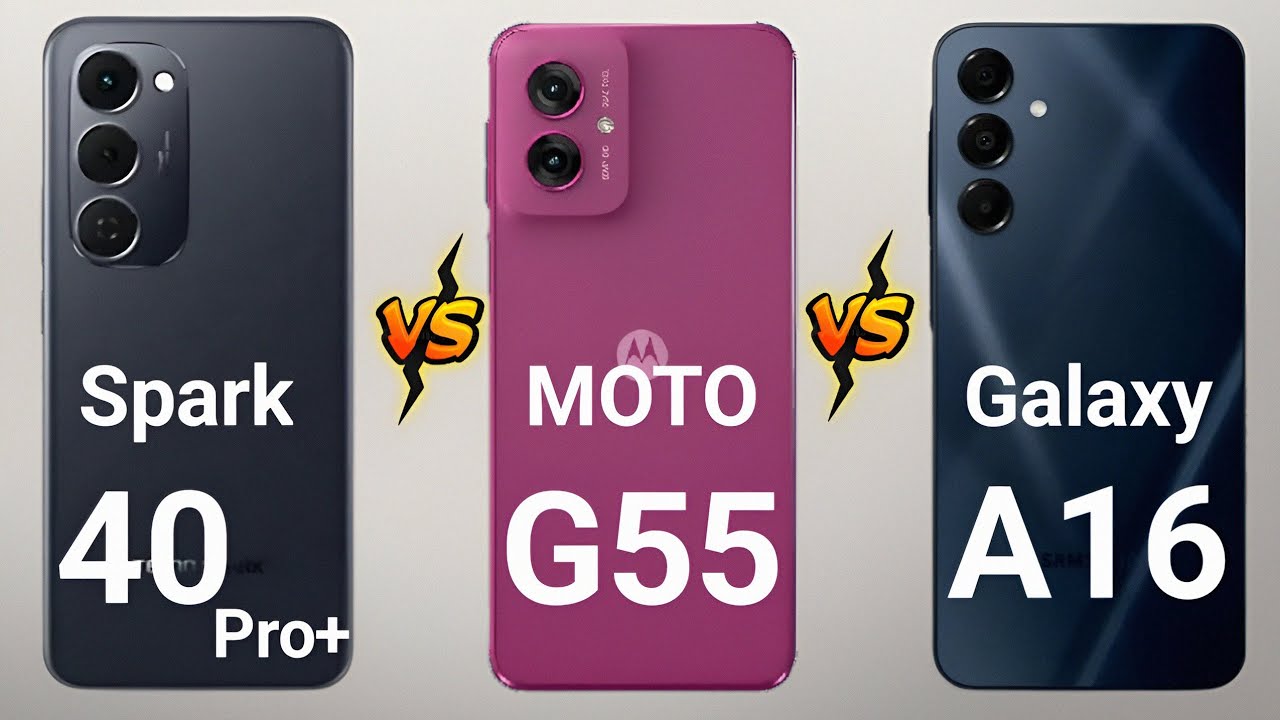 Tecno Spark 40 Pro Plus против Motorola Moto G55 против Samsung Galaxy A16 — полное сравнение 🔥