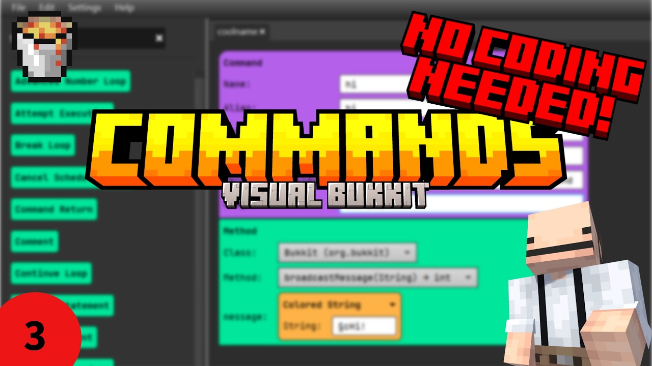 Commands && JSON messages | Visual Bukkit 6 tutorial Ep.3