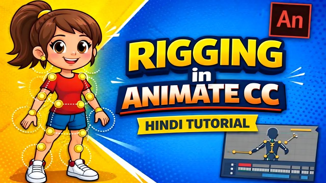 Adobe Animate CC Character Rigging Tutorial Hindi | 2D Cartoon Rigging for Beginners