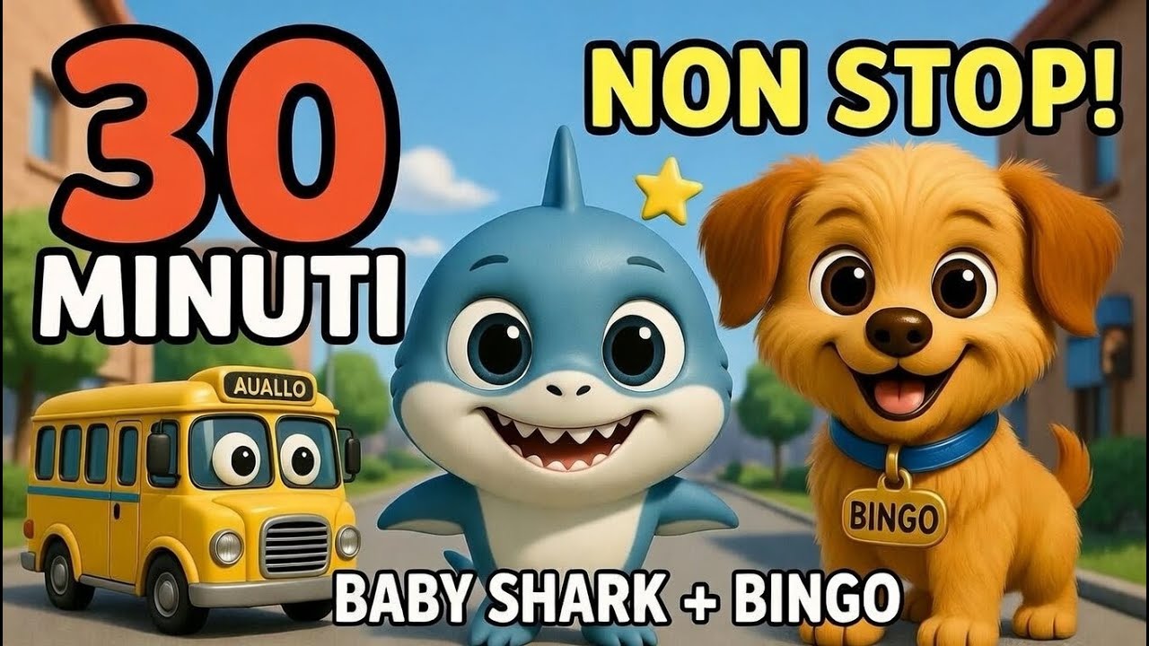 👉 Canzoni per Bambini 30 Minuti in Italiano – Baby Shark, Bingo e Ruote del Bus