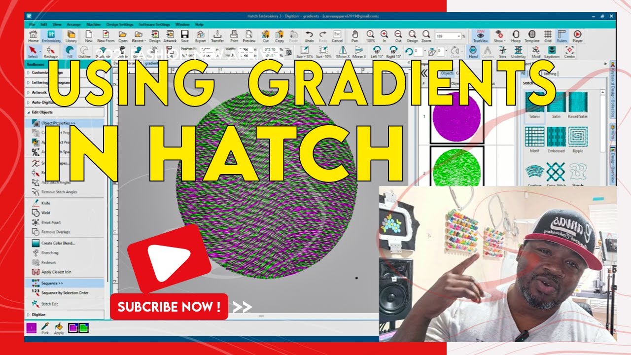 Gradient Magic with Jamel: Hatch Embroidery 3 Design & Stitching on HappyJapan Voyager