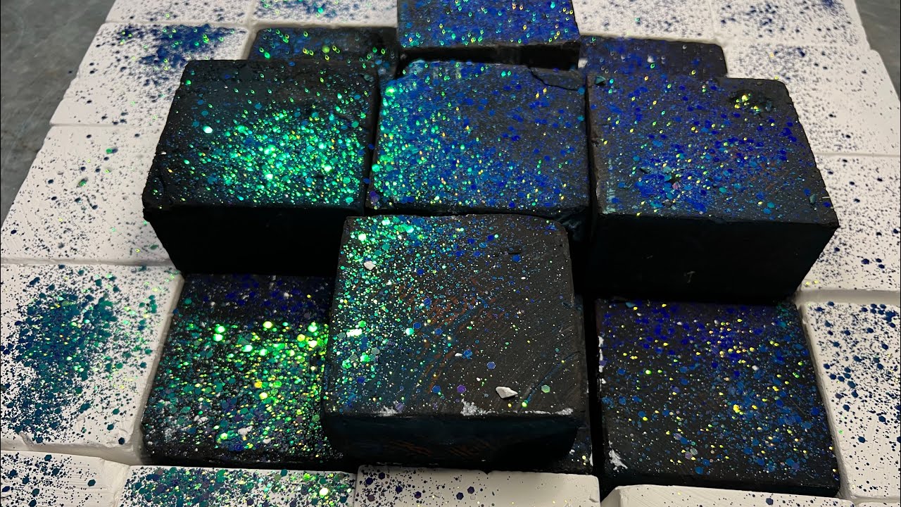 Midnight black dyed blocks with some plain blocks #asmr