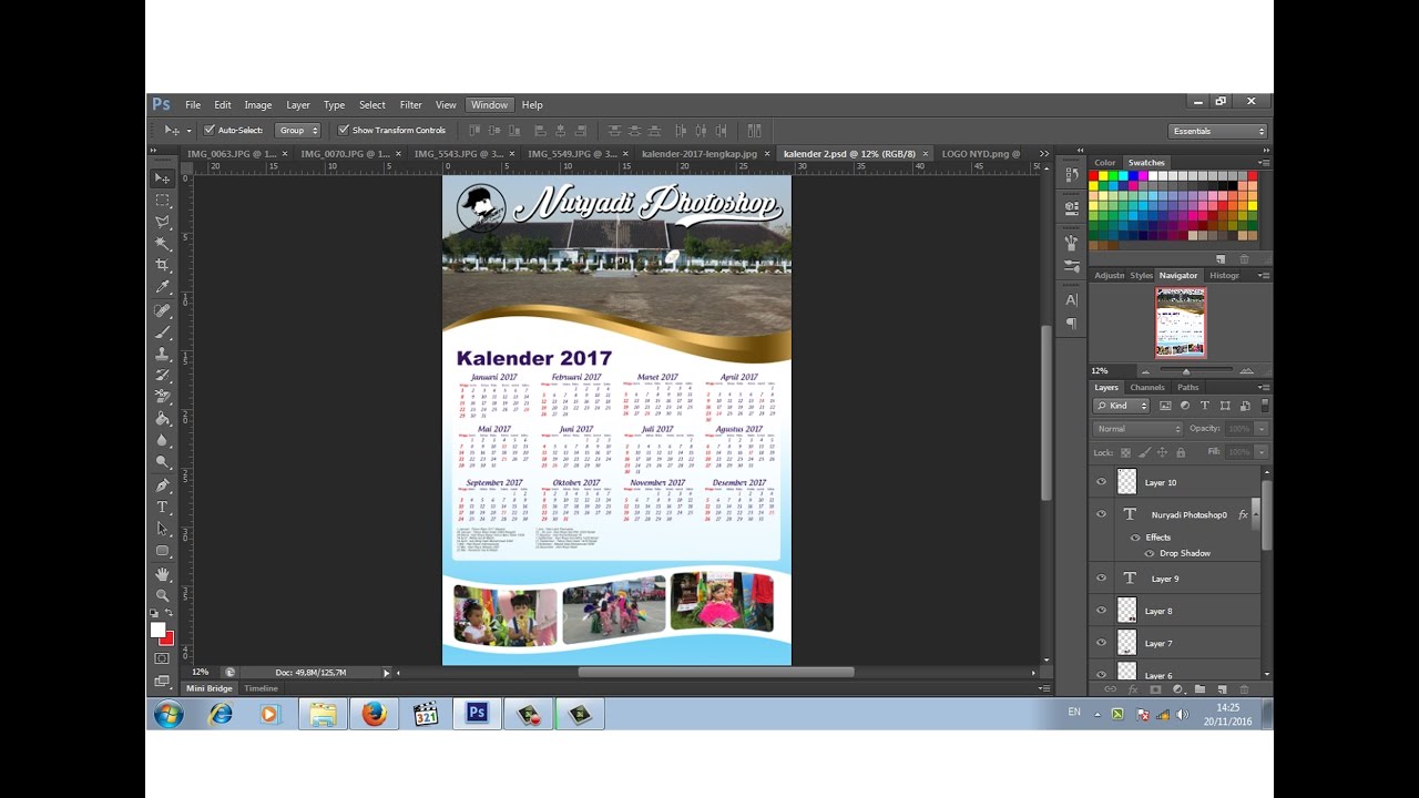 cara desain kalender 2017 dengan photoshop