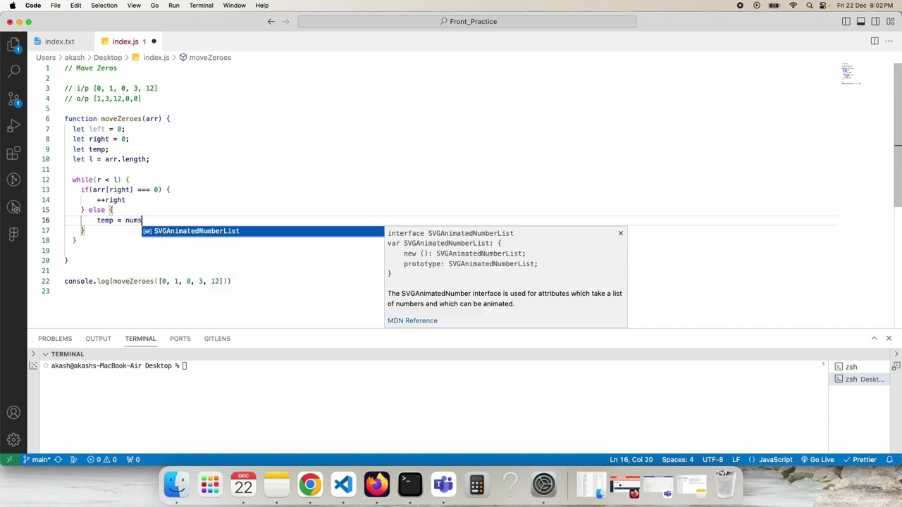Move Zeros Interview Coding Problem