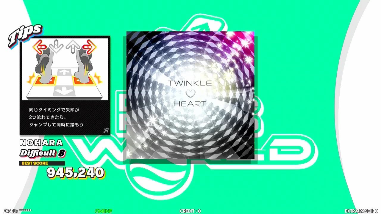 【DDR WORLD】 TWINKLE♡HEART 　jun【DOUBLE Difficult8】 SPEED453 REVERSE　DDP8