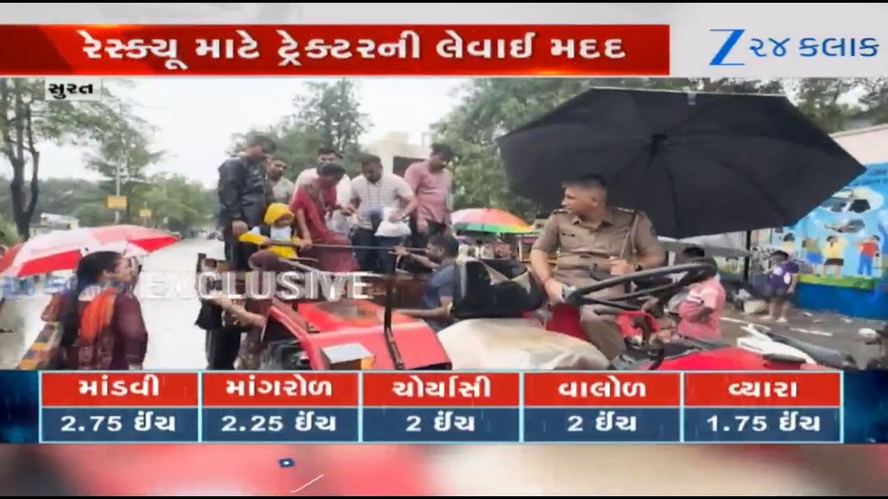 Police rescue citizens, students from waterlogged Chowk Bazar area of Surat post heavy rains