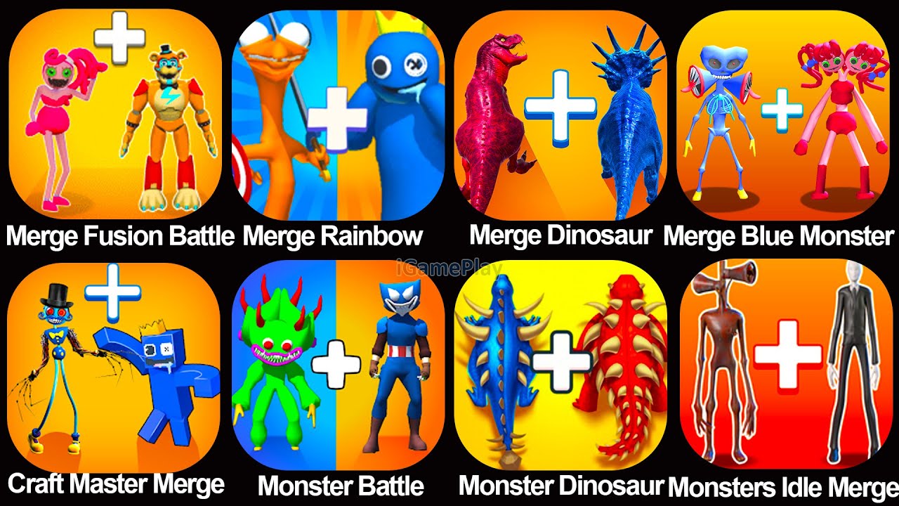 Merge Master Blue Monster,Merge Rainbow Friends,Merge Dinosaur,Monster Idle Merge,Craft Master Merge