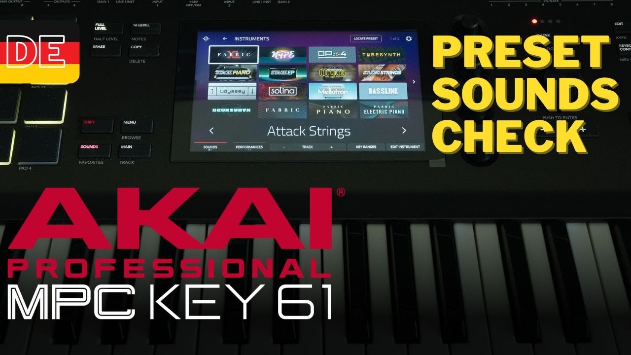 Akai Professional MPC Key 61 Preset Sounds - Ein kleiner Auszug aus den mehr als 6000 Preset Sounds