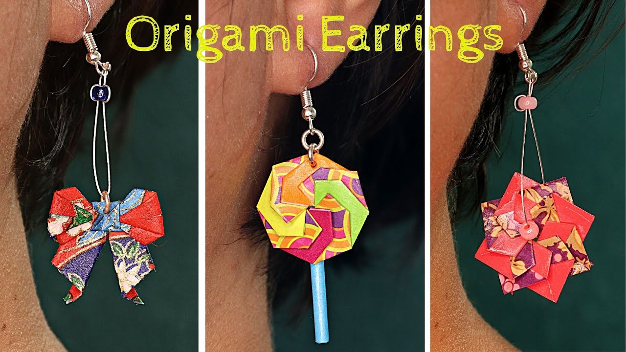 How to Make Easy Origami Paper Earrings - Origami Earrings Tutorial