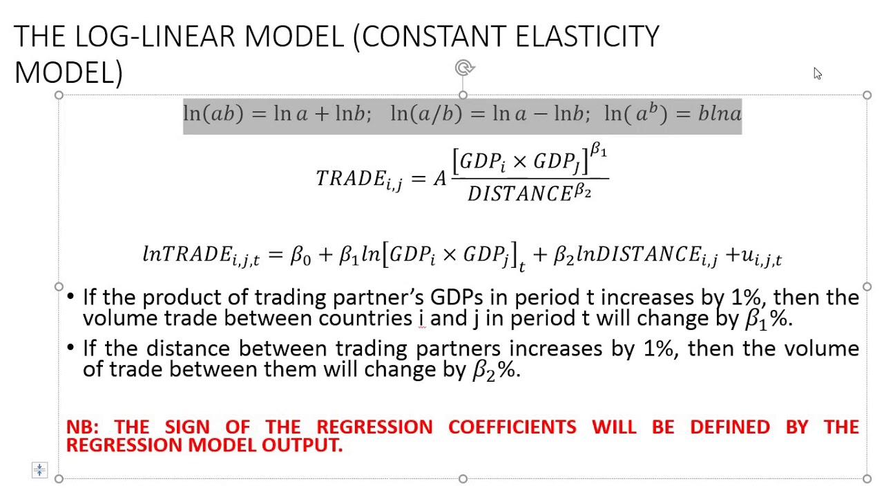 Functional forms of the regression models