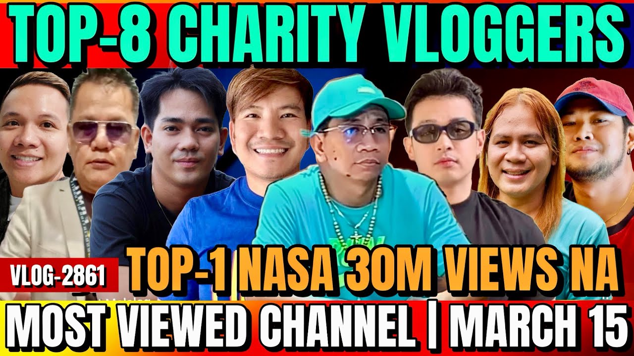 TOP-8 MOST VIEWED CHARITY VLOGGERS AS OF MARCH 15 2026 | VIEWS NG RANK-1 AY NASA 30M NA | SINO SIYA?