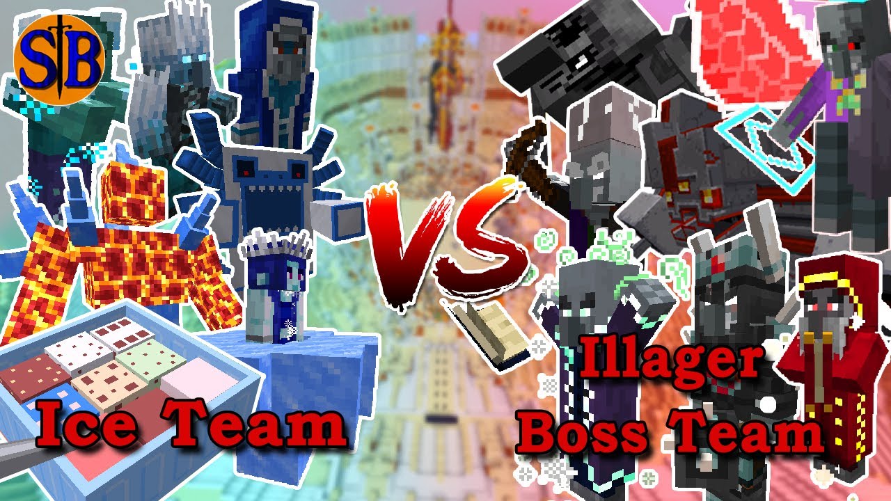 Ice Mobs Team vs Illager team | Minecraft mob battle