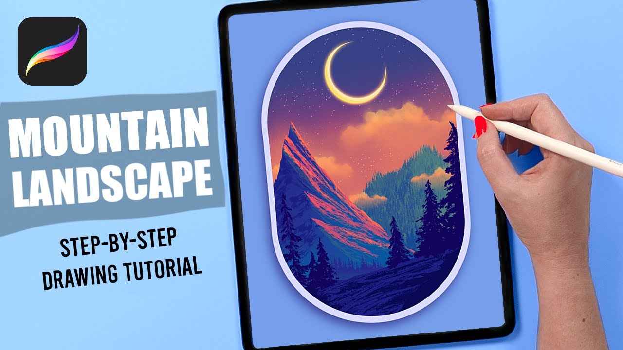 Draw a Moody Mountain Landscape - Easy Procreate Painting Tutorial