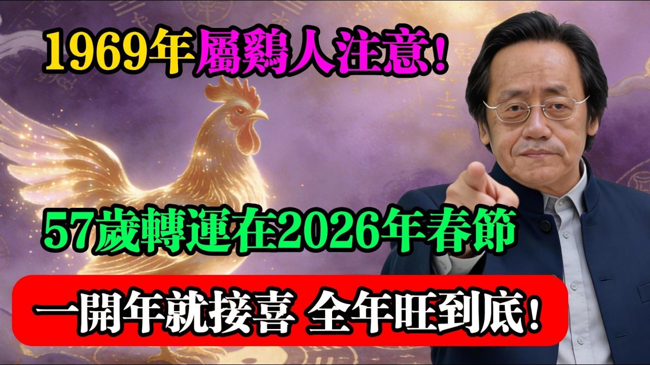 1969年屬雞人注意，57歲轉運在2026年春節！一開年就接喜，全年旺到底！#倪海厦 #屬雞運勢 #生肖雞 #2026運勢 #人生轉運  #流年運勢 #易經 #國學智慧
