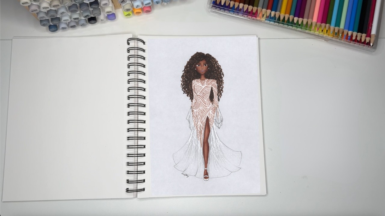 Color With Me ASMR | How to Color Sza at the 2018 Grammys Dress with Alcohol Markers | Ohuhu & Copic