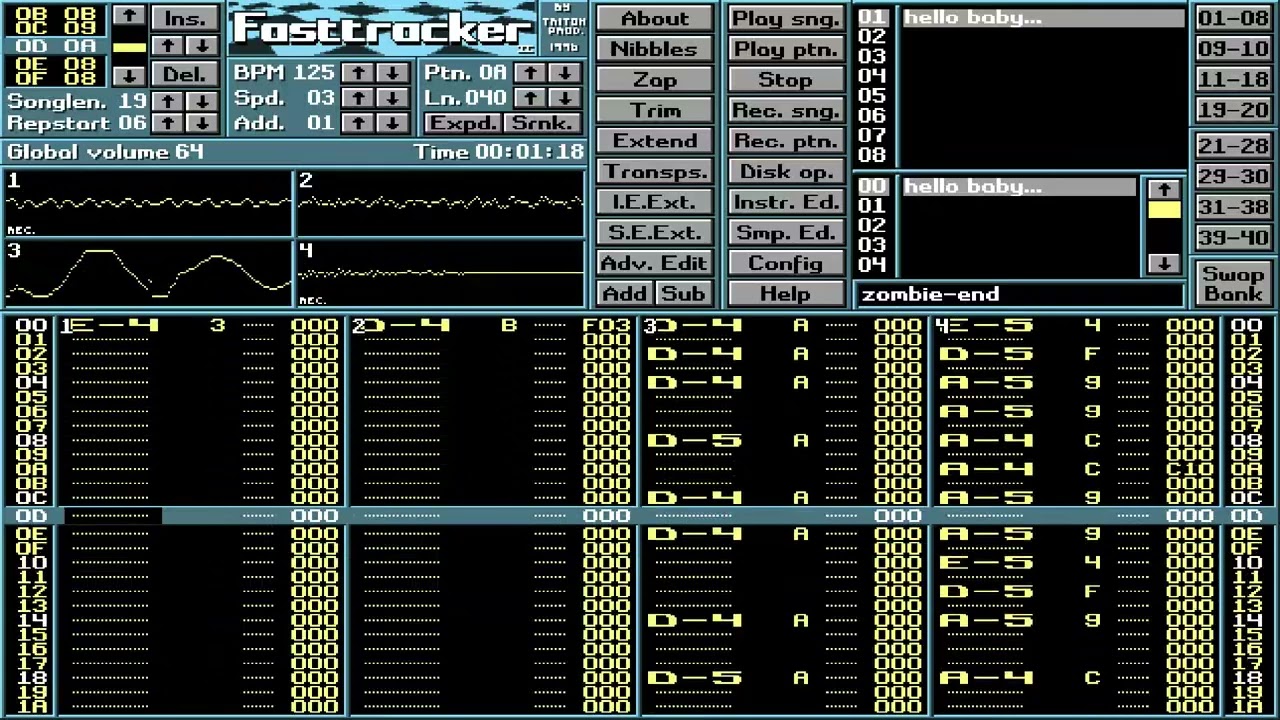 Zombie End Hello Baby AMIGA PC MUSIC MODULE MODS SONG PCM ATARI ST FASTTRACKER IMITATION MOD BANK