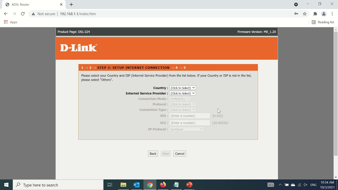 DSL-224 R1 setup wizard