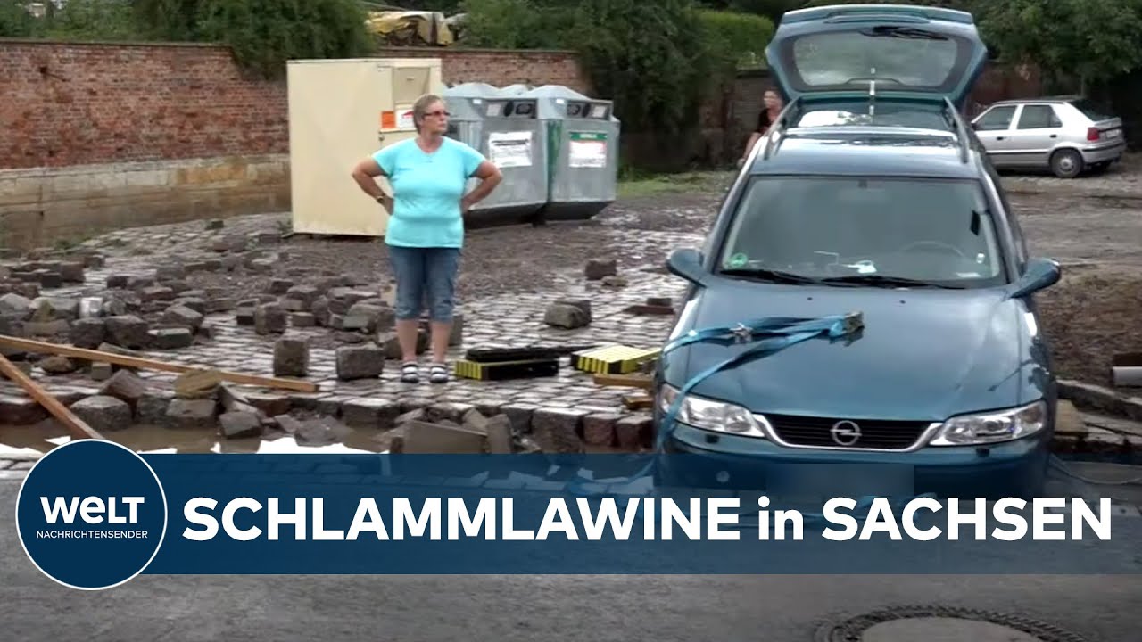UNWETTER: Starker Regen spült Straße in Oschersleben aus