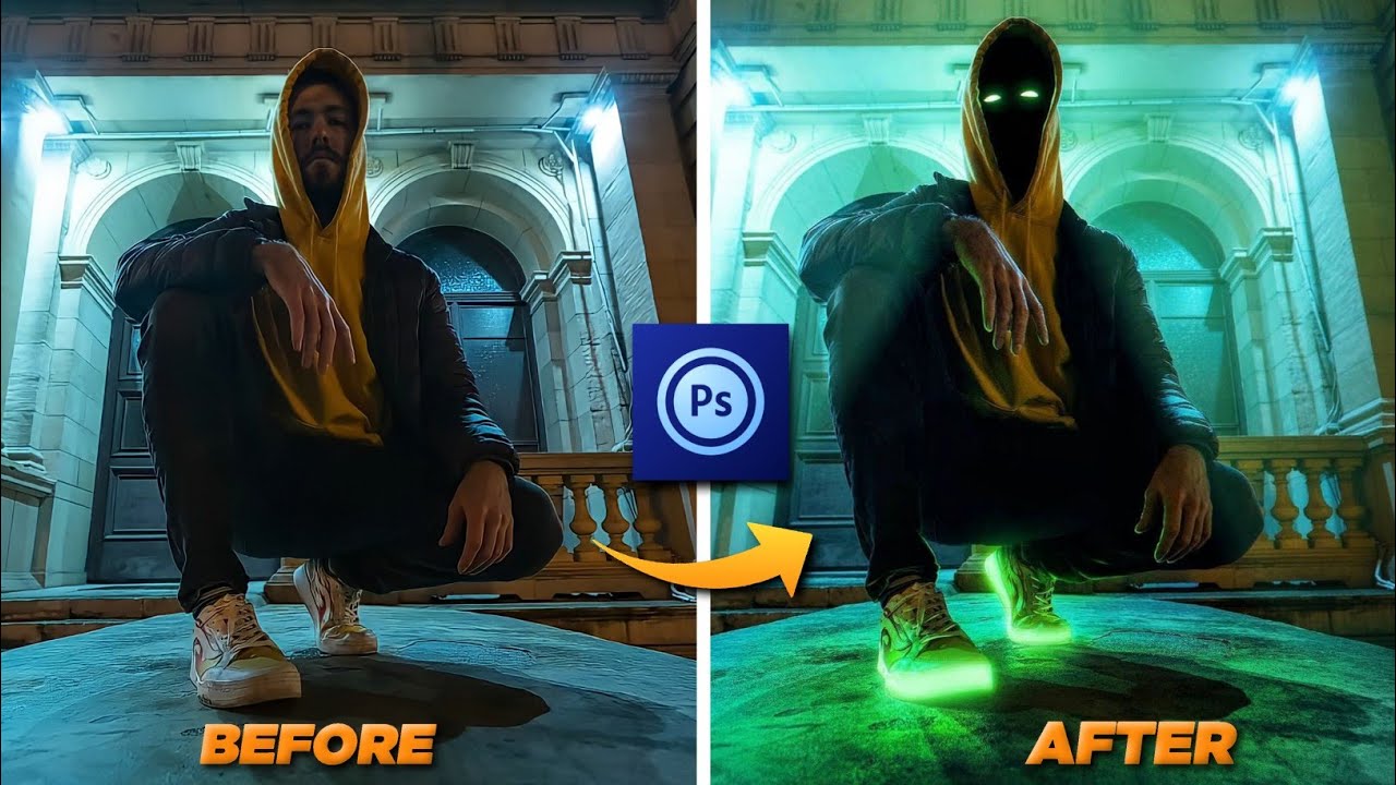 Photoshop Touch : Neon Glowing Speakers Photo Effect | Neon Glowing Sneakers Editing