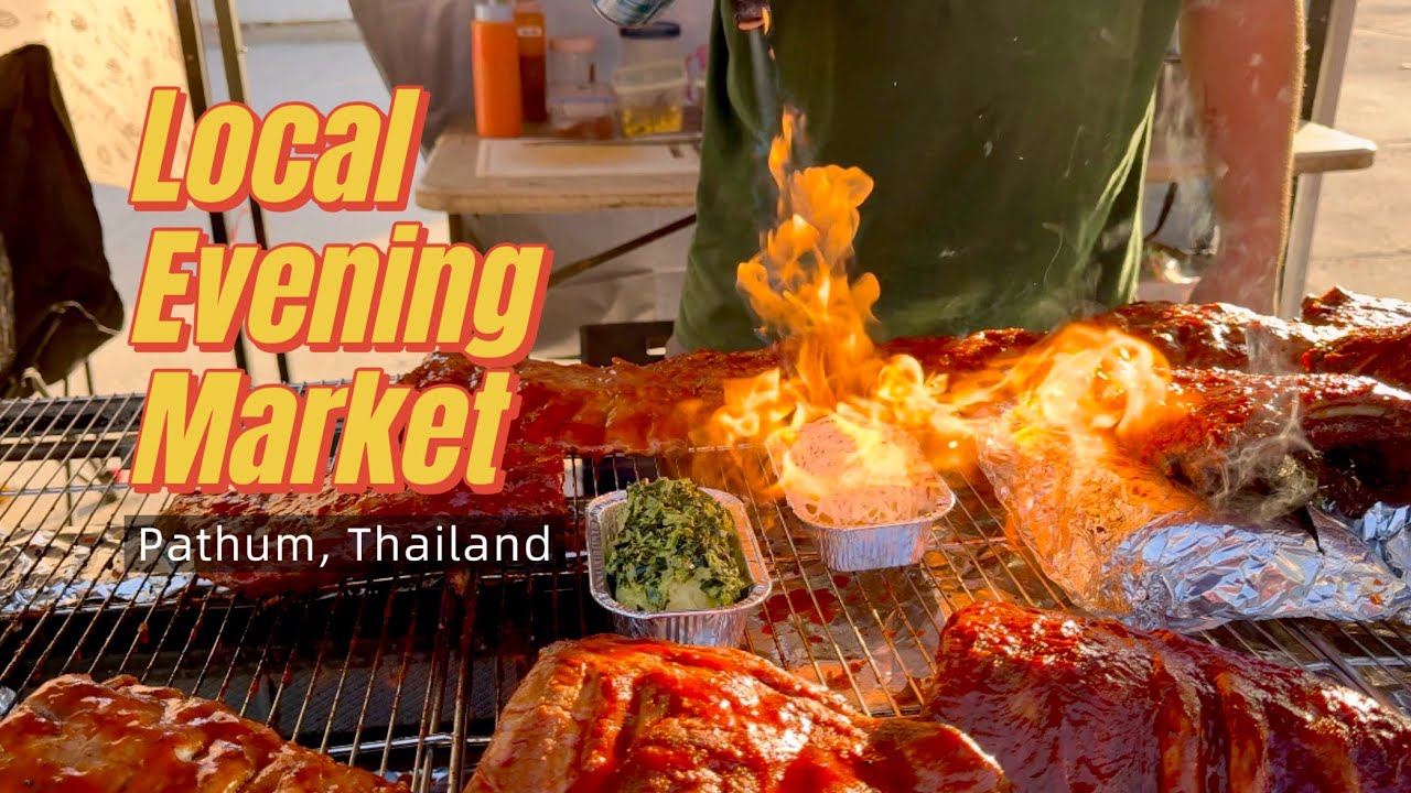 Local Evening Market in Pathum Thailand : ตลาดสินทรัพย์ปทุม