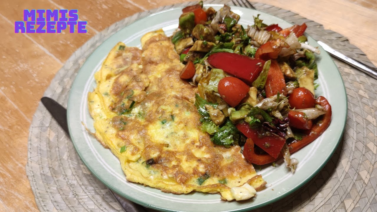 Omelette Feta Rezept mit Salat | Vegetarisch | einfach & lecker @Mimis Rezepte
