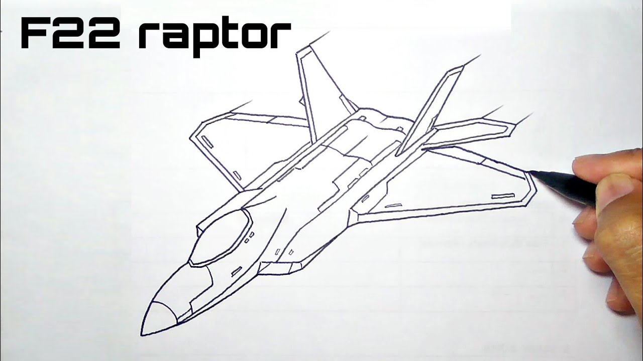 CARA MENGGAMBAR PESAWAT JET TEMPUR YANG MUDAH | F-22 RAPTOR