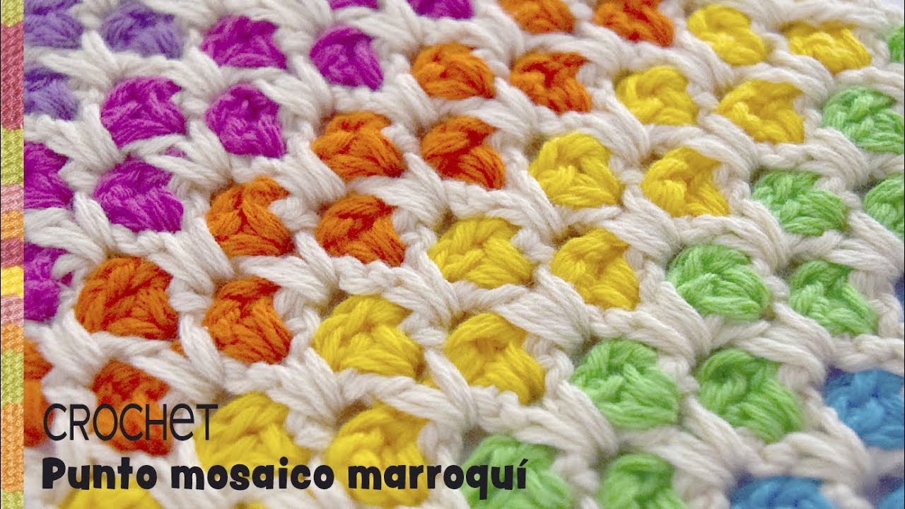 Punto mosaico marroquí colorido tejido a crochet / Tejiendo Perú