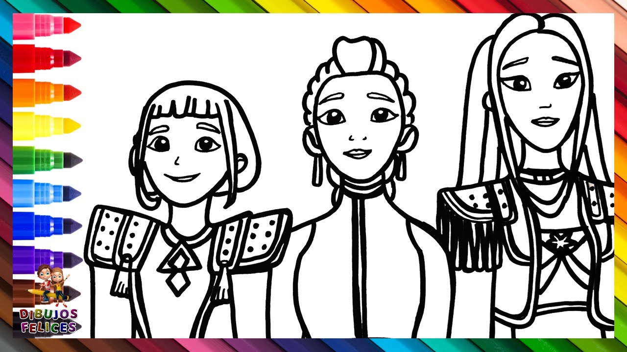 Dibuja Y Colorea A Rumi, Mira Y Zoey De HUNTRIX De Las Guerreras K-POP 👩‍🎤🎤✨😈👹🗡️🌈 Dibujos Para Niños