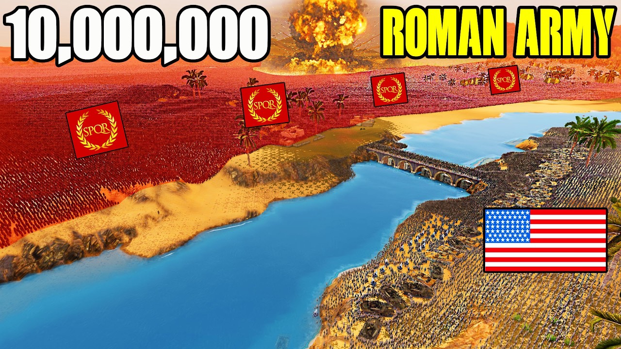 Modern US ARMY Bridge Defense VS 10,000,000 ROMAN ARMY! - UEBS 2: Modern Army Mod