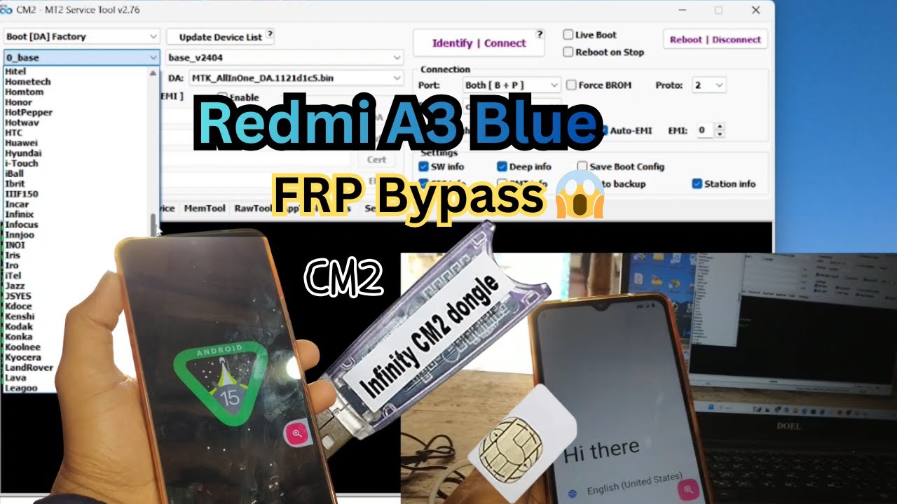 Xiaomi Redmi A3 FRP Bypass 😱  CM2 দিয়ে সহজে PIN  Pattern Remove