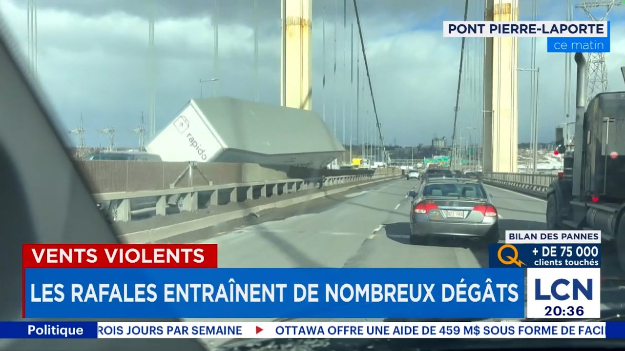 Vents violents au Québec: les rafales provoquent de sérieux dégâts