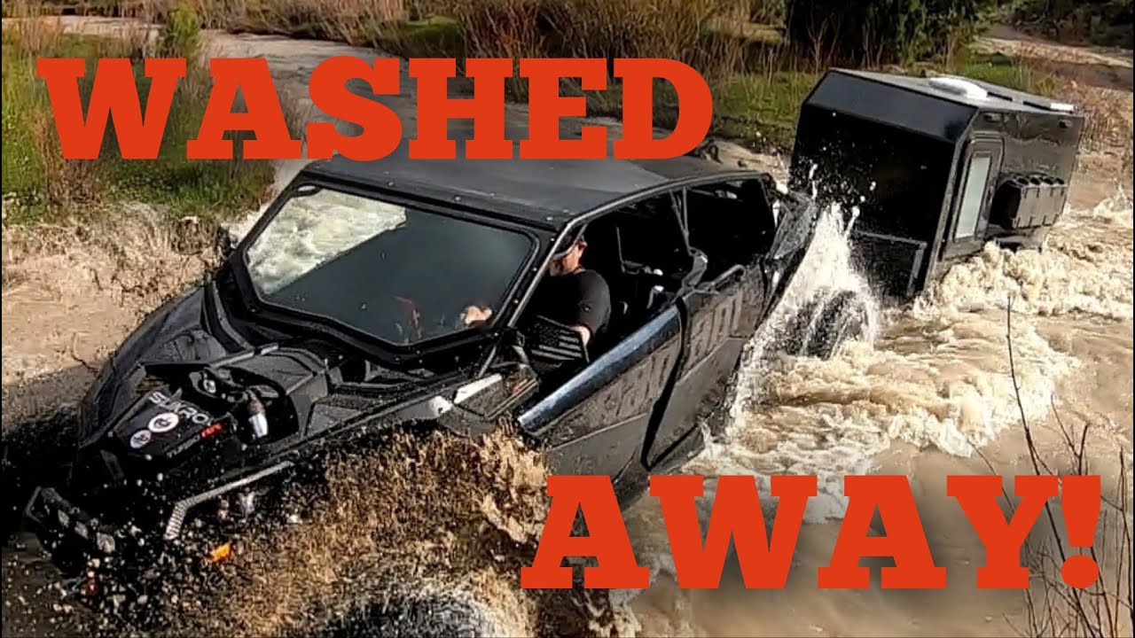 Crossing deep water, utv overland, Utah flooding, can am x3 max.