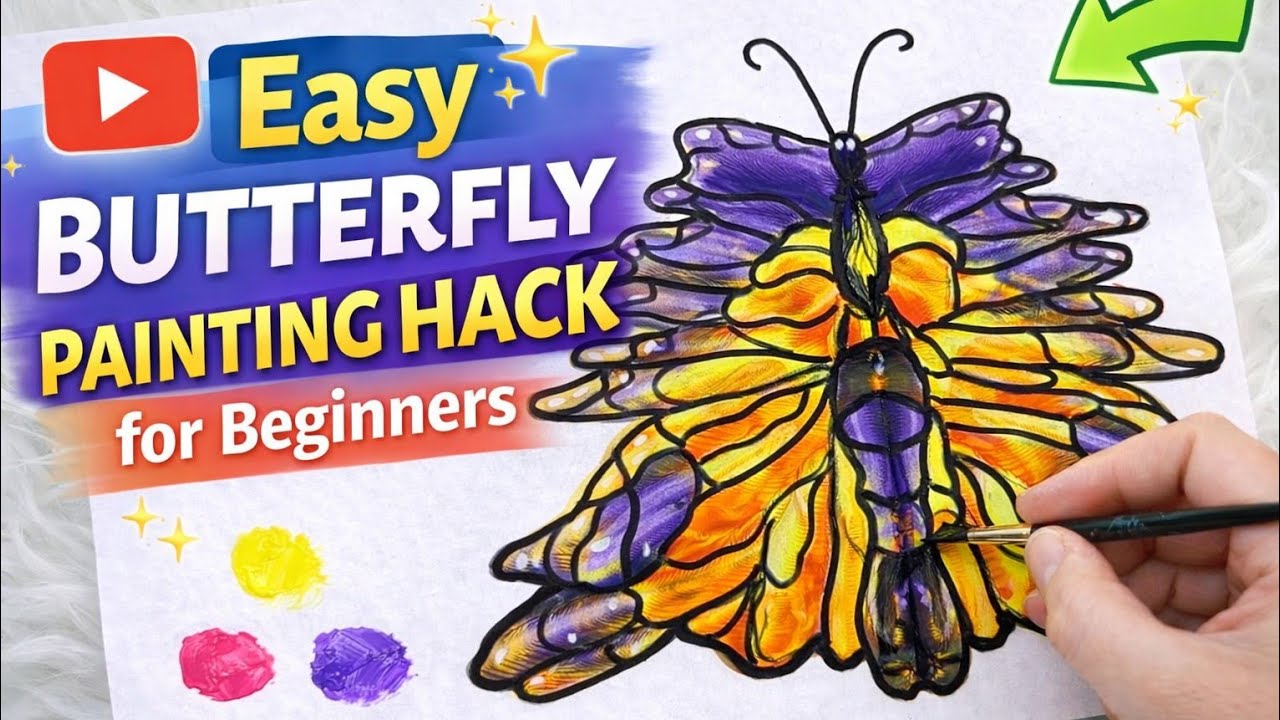 Butterfly Painting Hack | Easy Art for Beginners #paintingtutorial #AcrylicPainting #BeginnerArt 