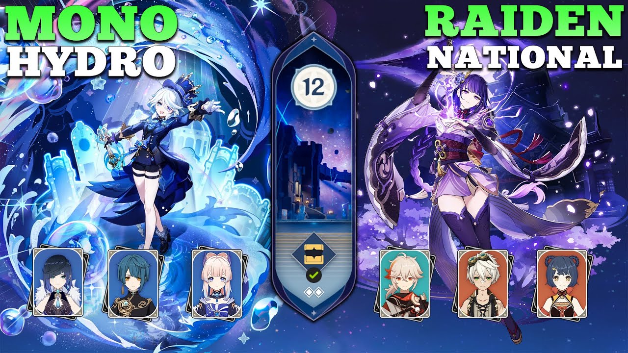 Furina Mono Hydro & Raiden National - Spiral Abyss 4.2 Floor 12 All Chambers
