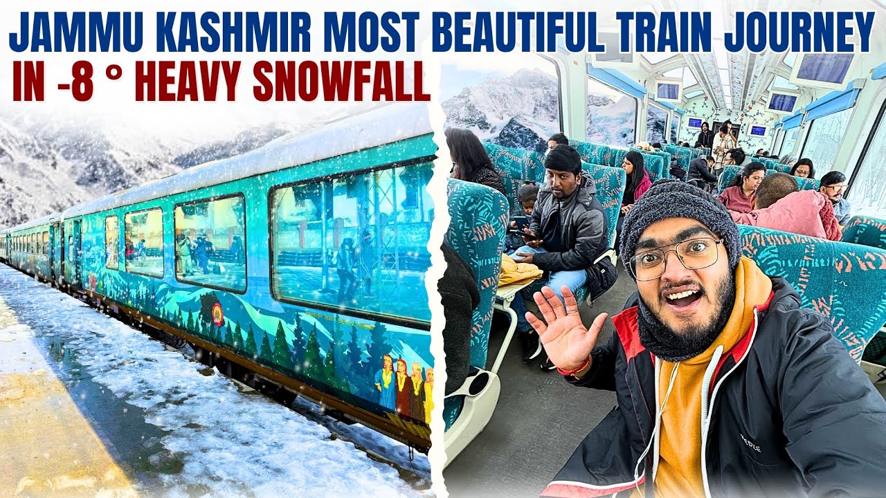 Most Luxurious Jammu Kashmir Train Journey in -8 ° Heavy Snowfall | Switzerland of India 🇮🇳