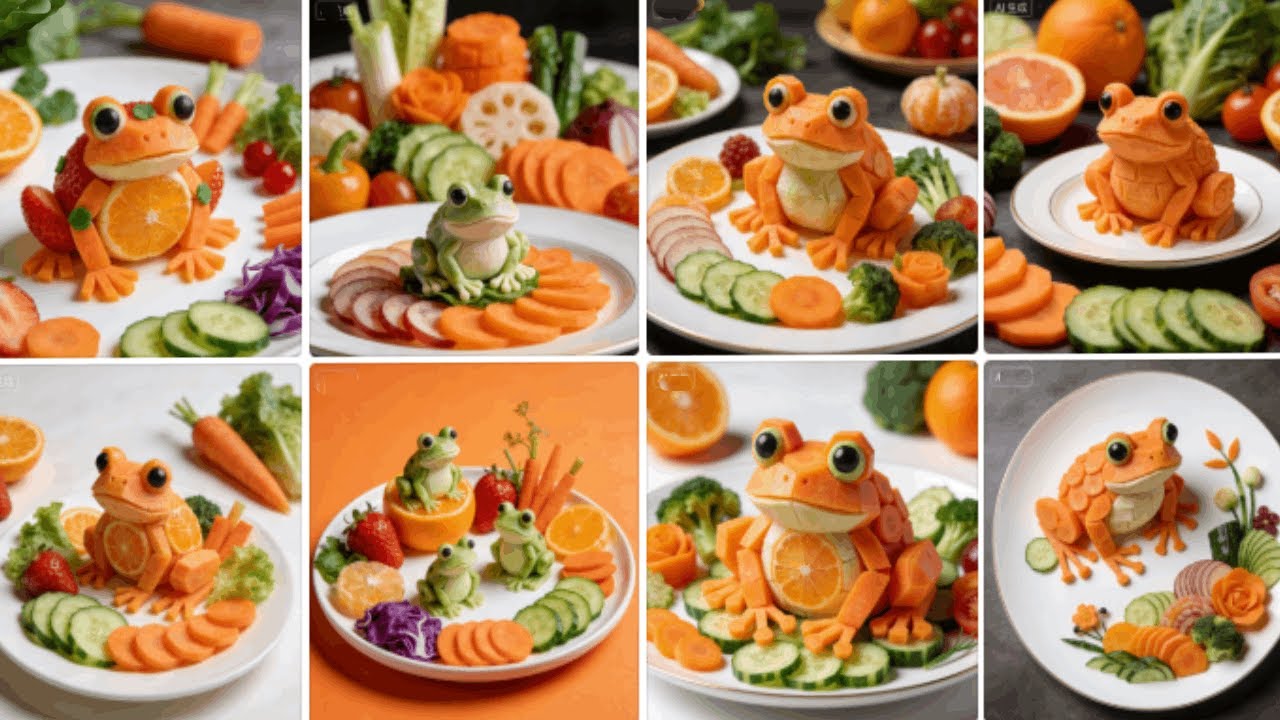 A Michelin chef's work: turning common veggies and fruits into cute frogs.