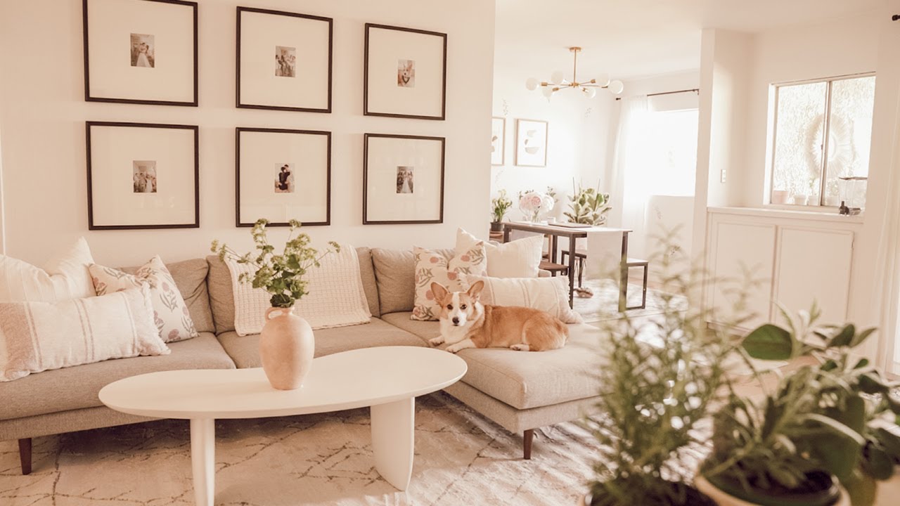 My Minimalist Farmhouse Living Room Makeover! | Design & DIY for Apartment Renters