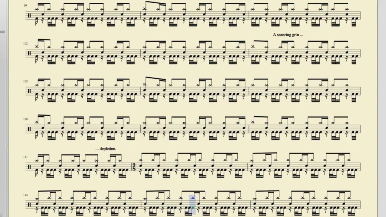 Meshuggah - Bleed (Drums only with scrolling transcription)