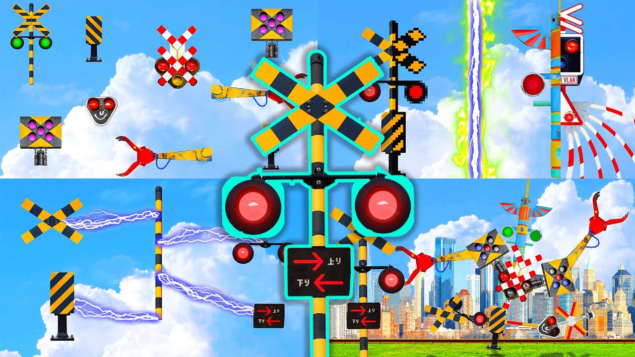 【踏切アニメ】合体ふみきりまとめ♪Fusion! Compilation of imaginary railroad crossings