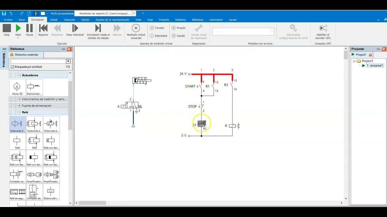 Circuito electroneum&aacute;tico de enclavamiento simple